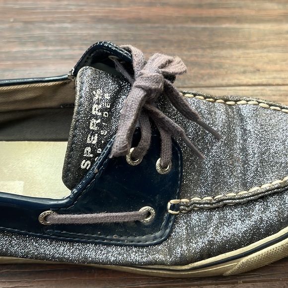 Womens Size 9 Sperry Top Sider Boat Shoe Navy Blue w Glitter - Picture 5 of 5